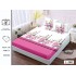 Cearșaf cu Elastic și 2 Fețe de Pernă – Model Turn Eiffel și Flori Roz, 180x200 cm, OHT-023