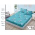 Cearșaf cu Elastic și 2 Fețe de Pernă – Model Floral Albastru Turcoaz, 180x200 cm, OHT-031