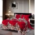 Pilota cu Blăniță 200x230 cm + 2 Fețe de Pernă – Model Trandafiri Roșii și Imprimeu Animal Print, PDC-008