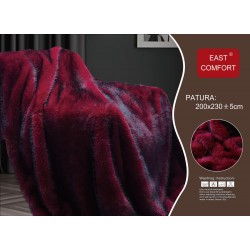 Pătură cu blăniță de iepure 200x230 cm – Bordo vișiniu, pufoasă și elegantă, PCI-050
