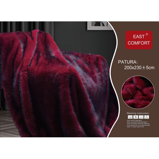 Pătură cu blăniță de iepure 200x230 cm – Bordo vișiniu, pufoasă și elegantă, PCI-050 Paturi Blanita Iepure