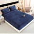 Cearșaf cu Elastic 180x200 din Blăniță de Iepure + 2 Fețe de Pernă – Albastru, Model în Dungi, HP-004