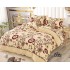 Set Lenjerie Cocolino 4 Piese Pat Dublu – Crem cu Flori Roșii și Maro, LDC-063