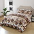 Set Lenjerie Cocolino 4 Piese cu Elastic – Pat Dublu, Flori Maro și Bej, LEC-094
