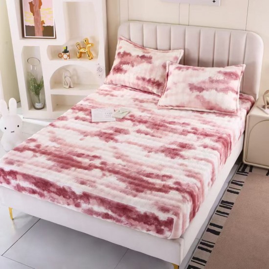 Cearșaf cu Elastic 180x200 din Blăniță de Iepure + 2 Fețe de Pernă – Model Degrade Alb-Roz, HP-025 Huse Plus Iepure