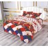 Set Lenjerie Cocolino 4 piese pat dublu cu cearșaf cu elastic – Model Ursuleți Roșu-Albastru, LEC-032