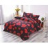 Set Lenjerie Pufoasa Cocolino cu Elastic, 4 Piese, Pat 2 Persoane, Negru-Rosu, inimi, LEC-006