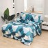 Set Lenjerie Cocolino 4 piese pat dublu cu cearșaf cu elastic – Model Geometric Albastru și Crem, LEC-041