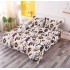 Set Lenjerie Cocolino 4 piese pat dublu cu cearșaf cu elastic – Model Crem cu Flori Maro și Galbene, LEC-052
