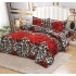 Set Lenjerie Cocolino 4 piese pat dublu cu cearșaf cu elastic – Model Trandafiri Roșii și Animal Print, LEC-055
