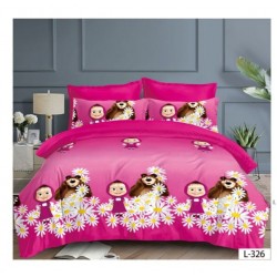 Lenjerie de Pat Finet 6 Piese – Pat Dublu – Masha și Ursul, Roz, LCC-070