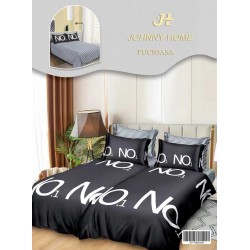 Lenjerie Pat Dublu 7 Piese Bumbac Satinat cu 2 Huse Pilotă - Model NO.1 Negru, LFS-127