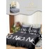 Lenjerie Pat Dublu 7 Piese Bumbac Satinat cu 2 Huse Pilotă - Model NO.1 Negru, LFS-127