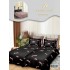 Lenjerie Pat Dublu 7 Piese Bumbac Satinat cu 2 Huse Pilotă - Model Leopard – Negru cu Imprimeu Bej, LFS-131
