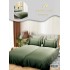 Lenjerie Pat Dublu 7 Piese Bumbac Satinat cu 2 Huse Pilotă - Model Uni – Verde Degrade, LFS-134