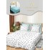Lenjerie Pat Dublu 7 Piese Bumbac Satinat cu 2 Huse Pilotă - Model Triunghiuri – Alb cu Imprimeu Negru, LFS-135
