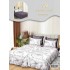 Lenjerie Pat Dublu 7 Piese Bumbac Satinat cu 2 Huse Pilotă - Model Marmura  – Alb cu Gri, LFS-137