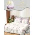 Lenjerie Pat Dublu 7 Piese Bumbac Satinat cu 2 Huse Pilotă - Model Floral Lavandă – Alb cu Mov și Verde, LFS-138