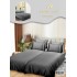Lenjerie Pat Dublu 7 Piese Bumbac Satinat cu 2 Huse Pilotă - Model Uni – Gri Degrade, LFS-141