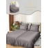 Lenjerie Pat Dublu 7 Piese Bumbac Satinat cu 2 Huse Pilotă - Model Uni - Gri, LFS-145