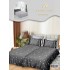 Lenjerie Pat Dublu 7 Piese Bumbac Satinat cu 2 Huse Pilotă - Model Triunghiuri - Gri și Alb, LFS-149