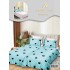 Lenjerie Pat Dublu 7 Piese Bumbac Satinat cu 2 Huse Pilotă - Model Inimioare - Albastru deschis și Negru, LFS-151