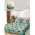 Lenjerie Pat Dublu 7 Piese Bumbac Satinat cu 2 Huse Pilotă - Model Inimioare - Verde și Negru, LFS-152