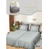 Lenjerie Pat Dublu 7 Piese Bumbac Satinat cu 2 Huse Pilotă - Model Uni - Verde menta, LFS-153