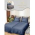 Lenjerie Pat Dublu 7 Piese Bumbac Satinat cu 2 Huse Pilotă - Model Uni - Albastru inchis, LFS-156