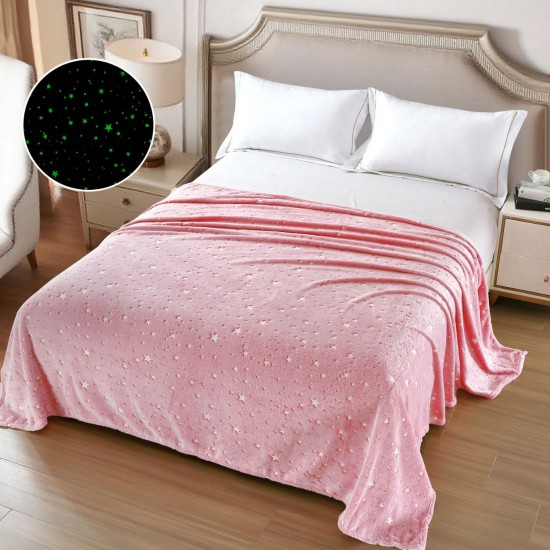 Pătură Cocolino Fosforescentă 200x230 cm, roz cu stele, PCS-053 Paturi Cocolino Slim