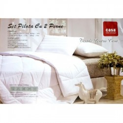 Set pilotă pat dublu 200x230 cm cu 2 perne 50x70 cm microfibră alb, PPL-020