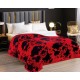 Pătură Cocolino cu blăniță 200x230 cm – moale, călduroasă și premium - Rosu - Negru, model animal print, PBC-011 Paturi cu Blanita