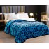 Pătură Cocolino cu blăniță 200x230 cm – moale, călduroasă și premium - Albastru - Negru, model animal print, PBC-024