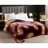 Pătură Cocolino cu blăniță 200x230 cm – moale, călduroasă și premium - Bordo - Bej, model leopard, PBC-029