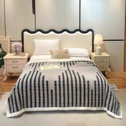 Pătură Cocolino cu Blăniță 200x230 cm – Model Brazi, Alb - Gri, PCT-044