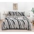 Set Lenjerie Cocolino 4 piese pat dublu cu cearșaf cu elastic – Model Zebra Gri cu Negru, LEC-072