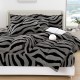 Lenjerie Cocolino 4 Piese Pat Dublu cu Cearșaf Elastic – Gri cu Dungi Negre, LCE-093 Lenjerii Blanita Iepure