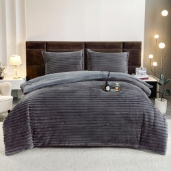 Set Pilota Cocolino 200x230 cm + 2 Fete de Pernă – Model Gri inchis Dungi, PDC-067