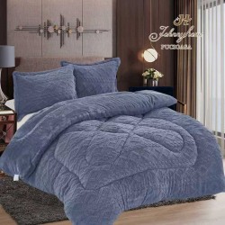 Set Pilota Cocolino 200x230 cm + 2 Fete de Pernă – Model Gri deschis, Crosetat, PDC-077