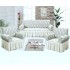 Set huse pentru canapea 3 Locuri si 2 fotolii, cu volanas, model Jacquard, Crem, HCJ-046