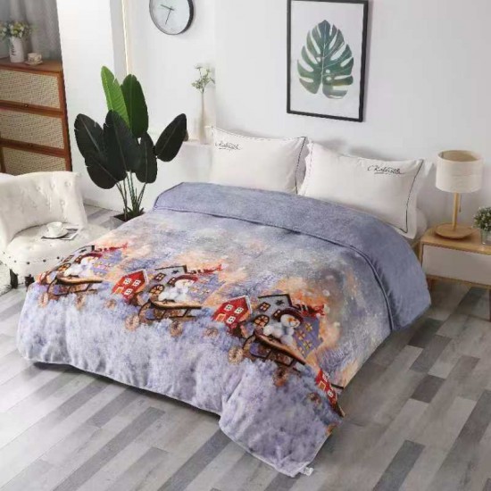 Pătură Cocolino 200x230 cm model iarnă cu căsuțe roșii și ursuleți – moale, călduroasă și pufoasă, PTC-004 Oricare 3 la 159 lei