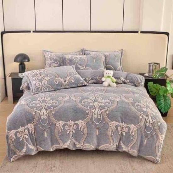 Lenjerie Cocolino 1 Persoană 4 Piese – Model - Model Baroc Gri Elegant, LSC-001 Lenjerii Cocolino 1 Persoana