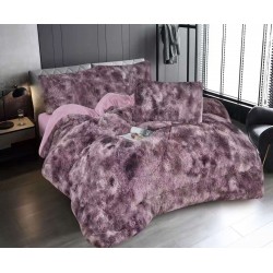 Pilota Fluffy cu Blăniță 200x230 cm + 2 fețe de pernă – Mov Pudrat Catifelat, PF-034
