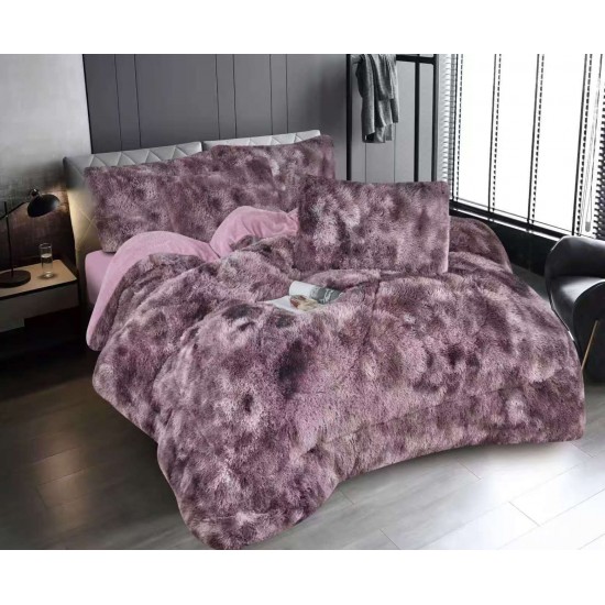 Pilota Fluffy cu Blăniță 200x230 cm + 2 fețe de pernă – Mov Pudrat Catifelat, PF-034 Pilote Fluffy