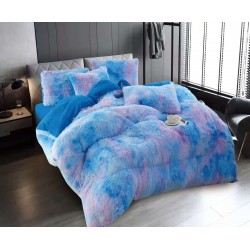 Pilota Fluffy cu Blăniță 200x230 cm + 2 fețe de pernă – Albastru Lila Degrade, PF-036