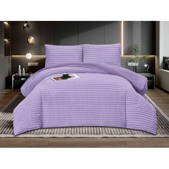 Set Pilota Cocolino 200x230 cm + 2 Fete de Pernă – Model Uni Mov Catifelat, Călduroasă și Pufoasă, PDC-130 Pilote Iarna cu Blana