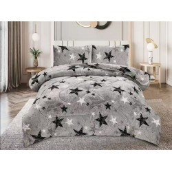 Pilota cu Blăniță 200x230 cm + 2 Fețe de Pernă – Model Stele Gri, PDC-022