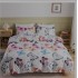 Lenjerie Cocolino 4 Piese Pat Dublu – Model Fluturi Colorati pe Fundal Alb, LDC-015