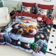Set Lenjerie Pat Dublu Finet 6 Piese cu Cearșaf cu Elastic 5D – Model Crăciun Moș cu Cadouri , LTC-002 Lenjerii tematica Craciun