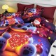 Set Lenjerie Pat Dublu Finet 6 Piese cu Elastic 5D Ursuleț cu Inimă Roșie – Model Festiv Colorat, LTC-005 Lenjerii tematica Craciun